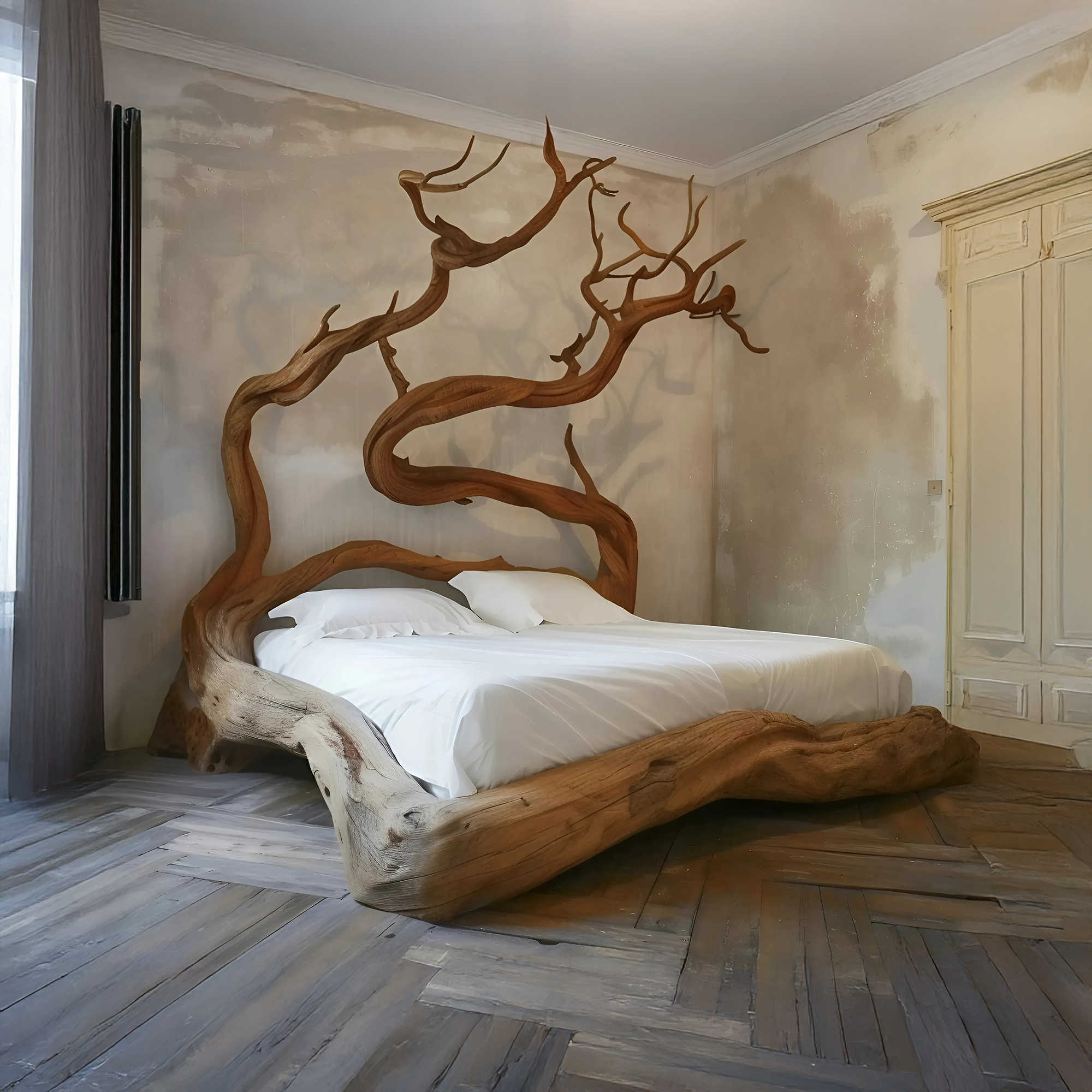 Backdrop Bed Frame Wood Furniture Handmade Decor Bedroom Valentine Gift SINLWB006