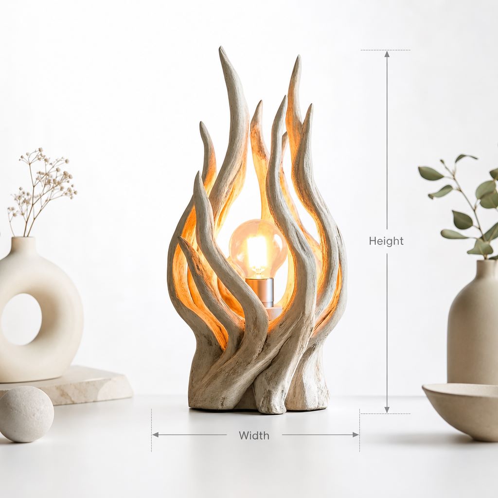 Handcrafted Driftwood Table Lamp | Recycled Solid Wood Tree Branch Desk Lamp