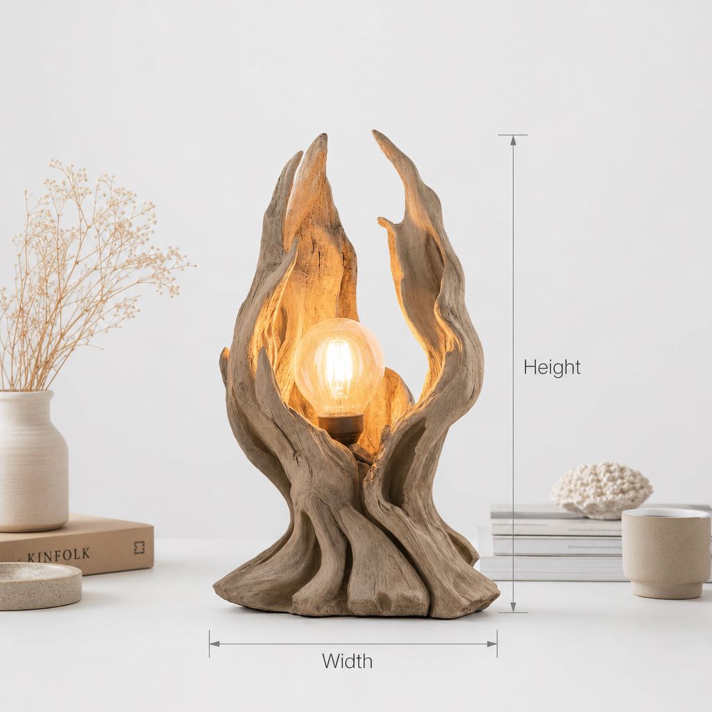 Tree Driftwood Table Lamp – Recycled Wood Branch Desk Light