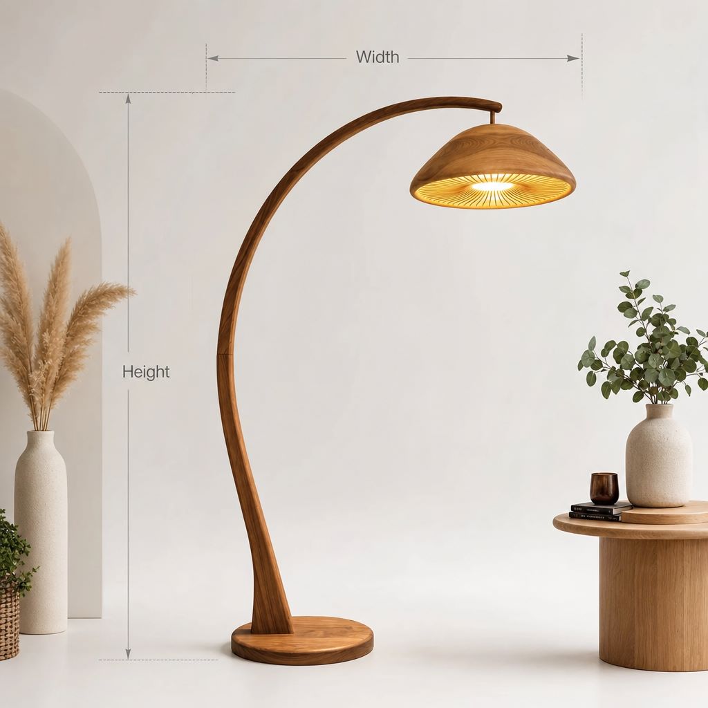 Arc Mushroom Floor Lamp with Gill Slat Dome Shade