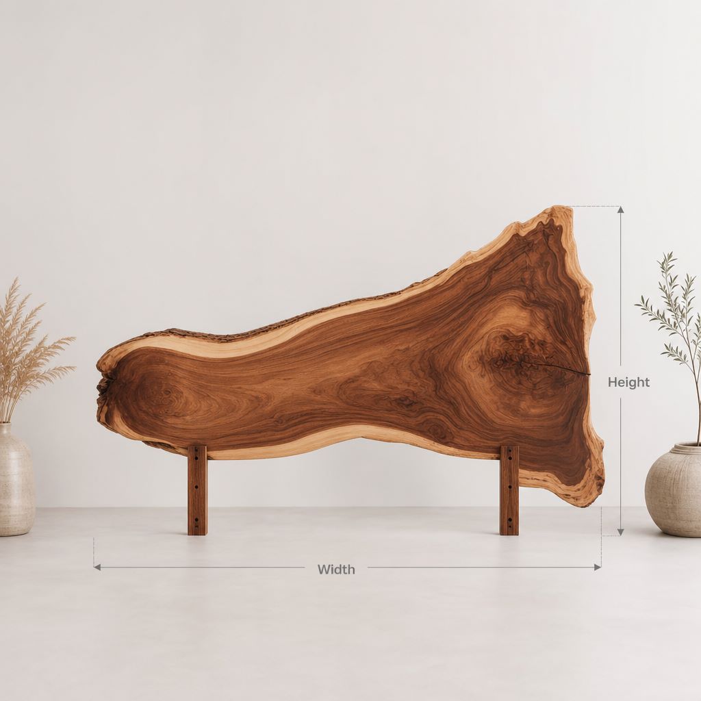 Handcrafted Rustic Live Edge Solid Wood Headboard
