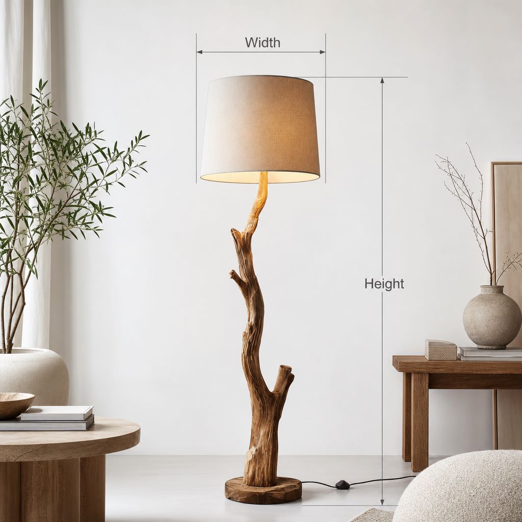 Tree Branch Wooden Floor Lamp – Rustic Driftwood Lighting for Living R