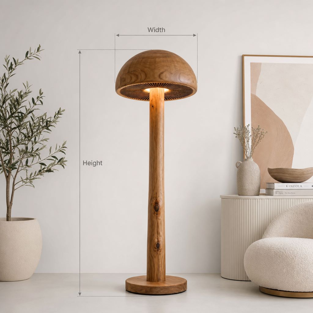 Deep Dome Mushroom Floor Lamp with Gill Detail