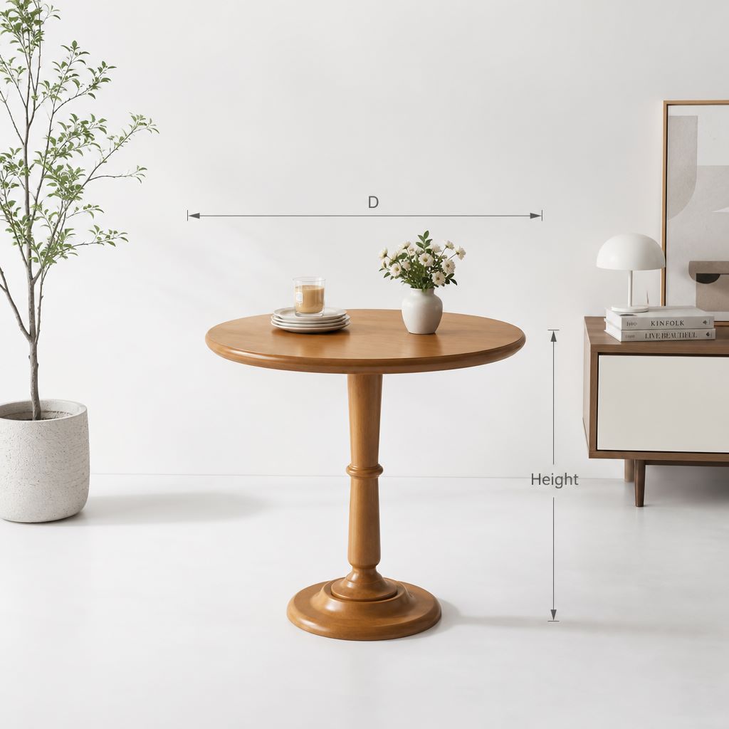 Round Bistro Dining Table, Small Kitchen Breakfast Table, Compact Circular Dining Table