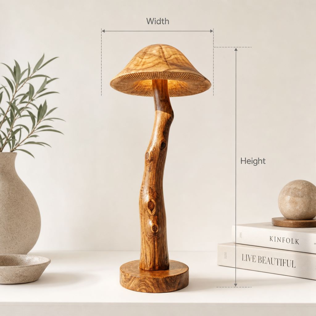 Translucent Mushroom Floor Lamp with Glowing Cap and Gill Detail