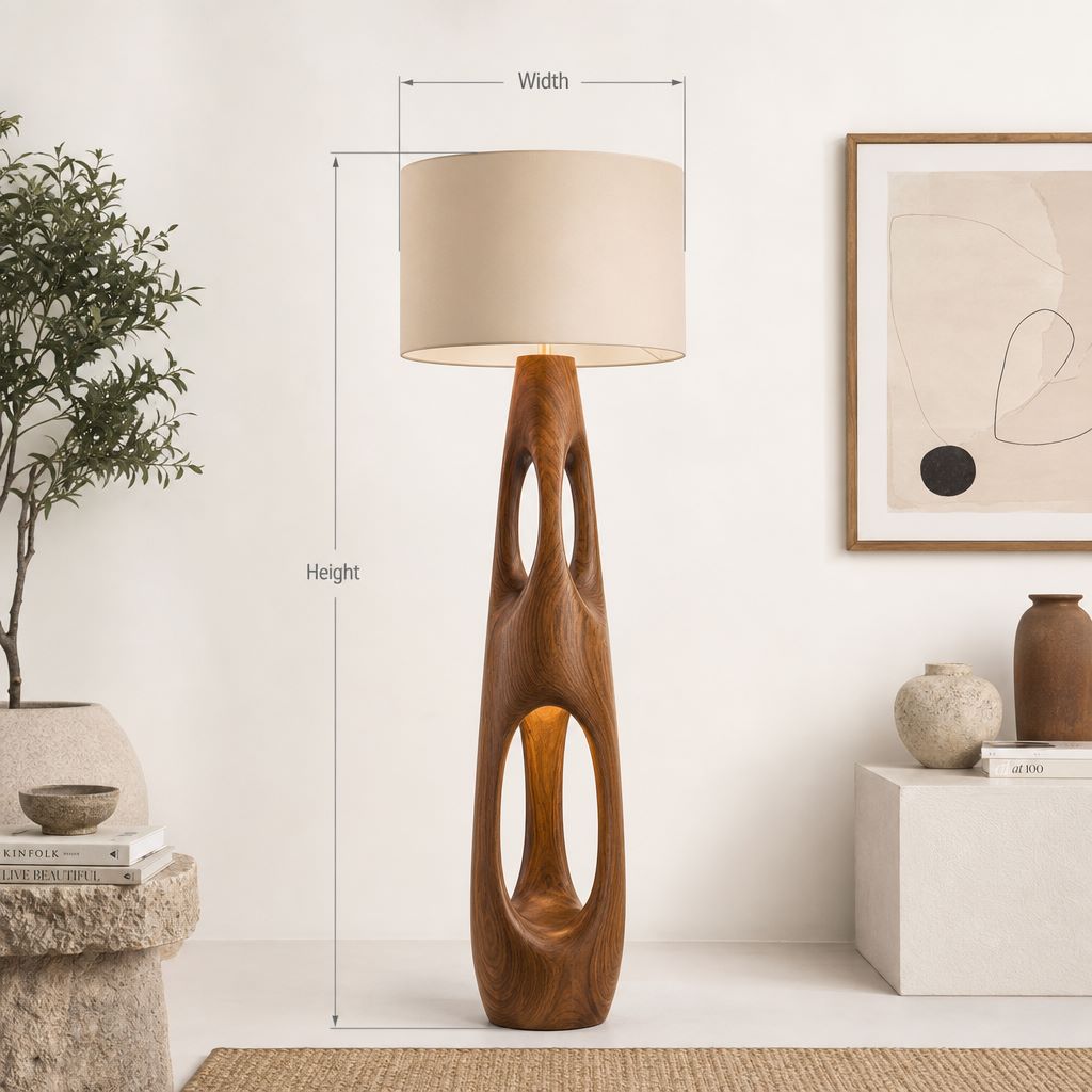 Wave Channel Wooden Floor Lamp - Driftwood Standing Light With Eye Opening Glow
