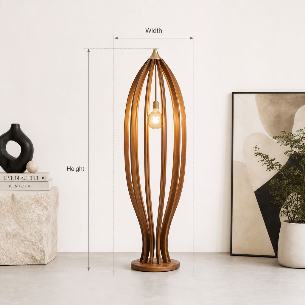 Handcrafted Wooden Floor Lamp - Driftwood Cage Standing Light