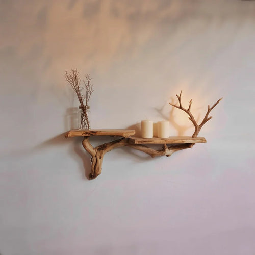 Live Edge Solid Wood Floating Shelf – Handcrafted Wall Shelf for Decor & Storage