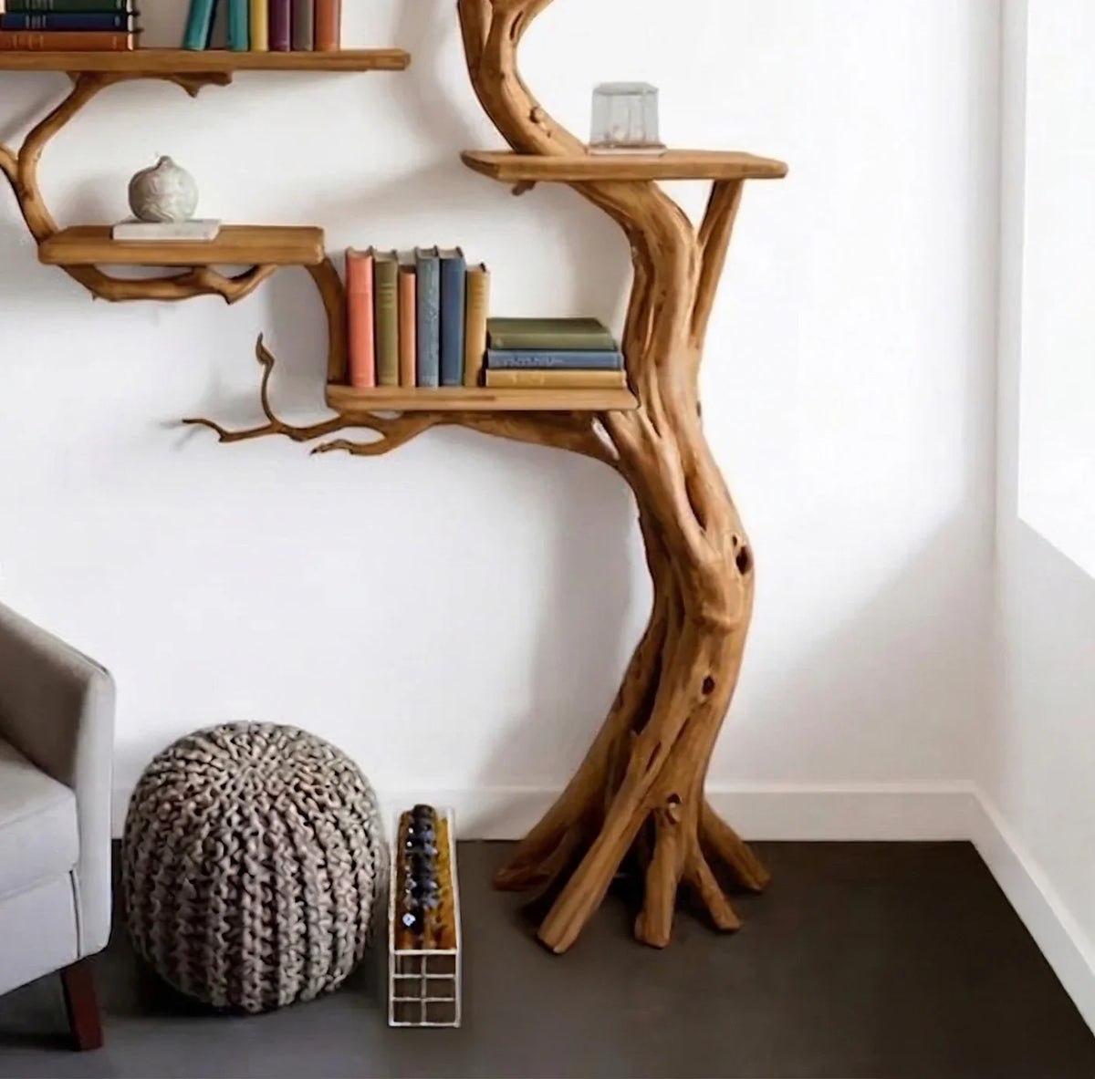 Tree Branch Bookshelf Wooden Bookcase Tree Bookshelves Mid Century Decor - Ashdeco 2026
