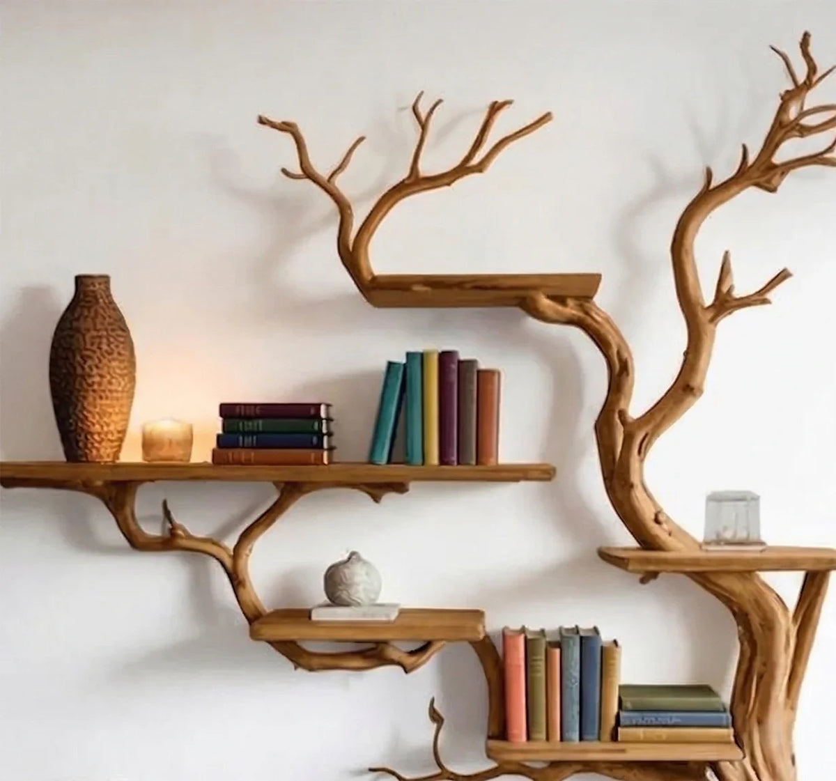 Tree Branch Bookshelf Wooden Bookcase Tree Bookshelves Mid Century Decor - Ashdeco 2026