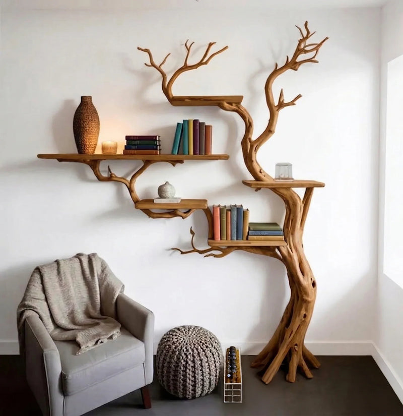 Tree Branch Bookshelf Wooden Bookcase Tree Bookshelves Mid Century Decor - Ashdeco 2026