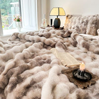 Luxurious Rabbit Faux-Fur Blanket Throw