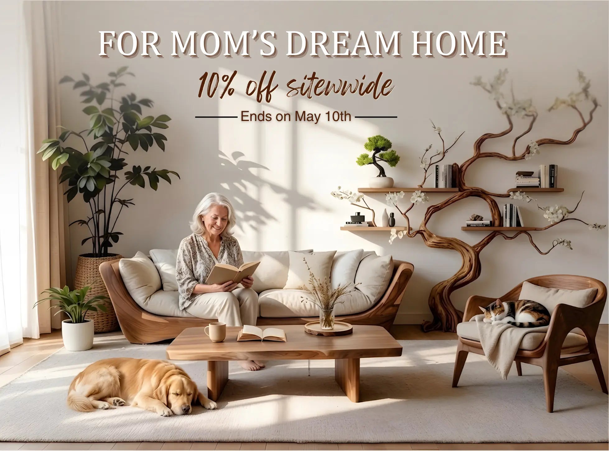 asdeco live edge tables, tree bookshelves & floating shelves!