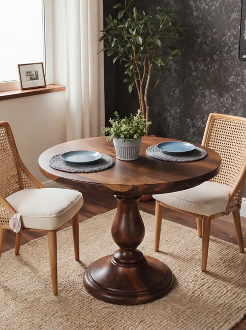 Solid Oak Round Dining Table – Tulip Pedestal Leg, 2–6 Person Circular Table for Dining Room & Kitchen Furniture