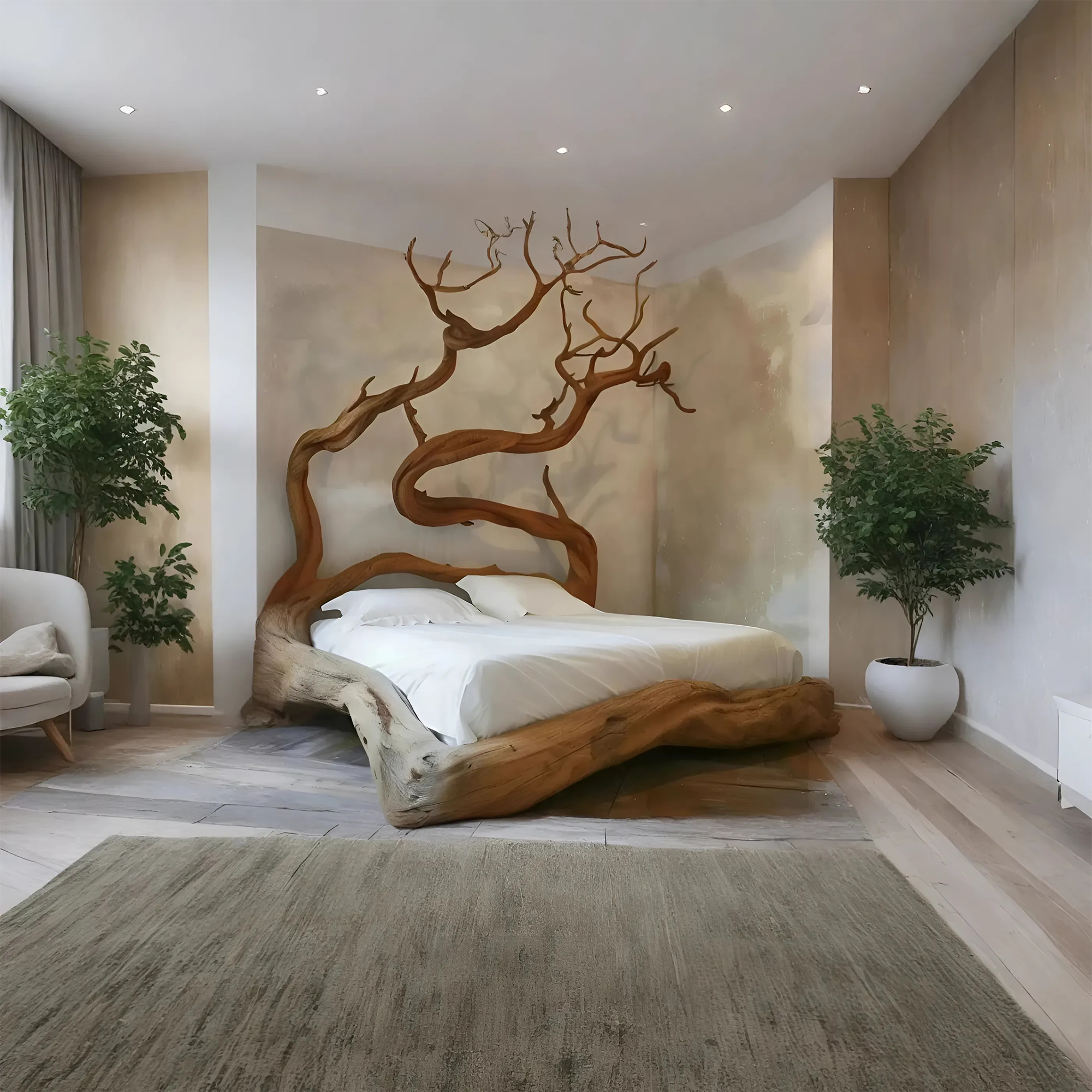 Backdrop Bed Frame Wood Furniture Handmade Decor Bedroom Valentine Gift SINLWB006