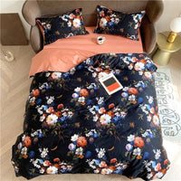 Black & Orange Floral Duvet Cover Set