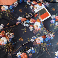 Black & Orange Floral Duvet Cover Set