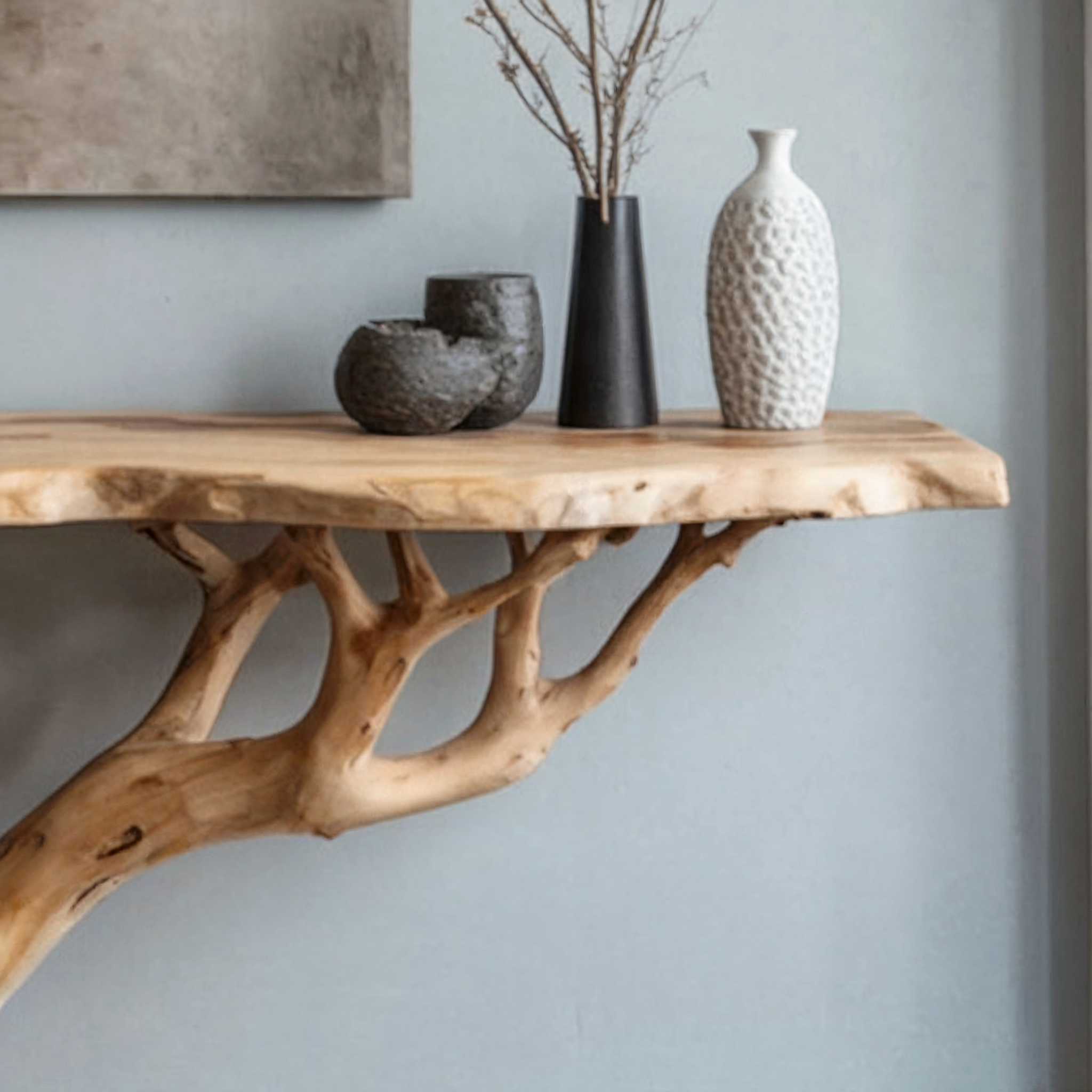 Live Edge Narrow Entryway Console Table – Handmade Rustic Farmhouse Wood