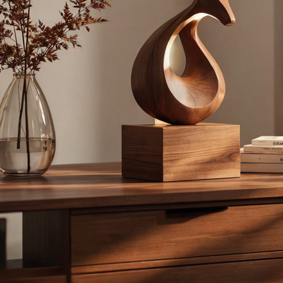 Contemporary abstract wooden antler sculpture