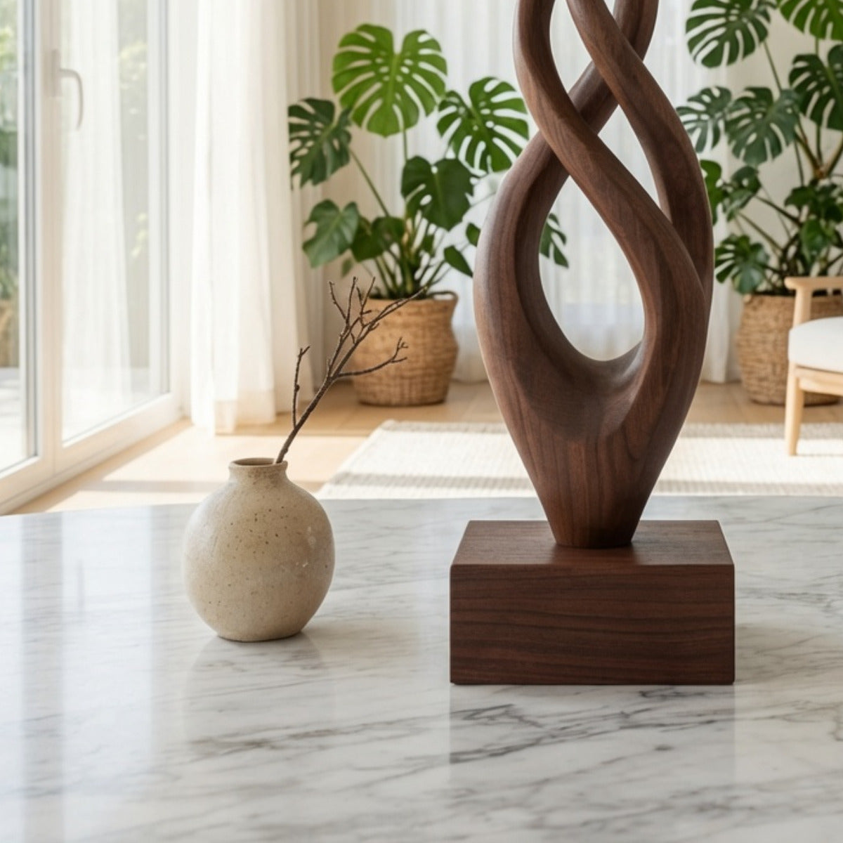 Artisan solid wood decorative sculpture