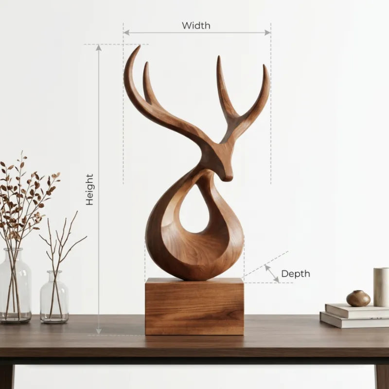 Abstract Deer Antler Solid Wood Sculpture Organic Modern Art Piece