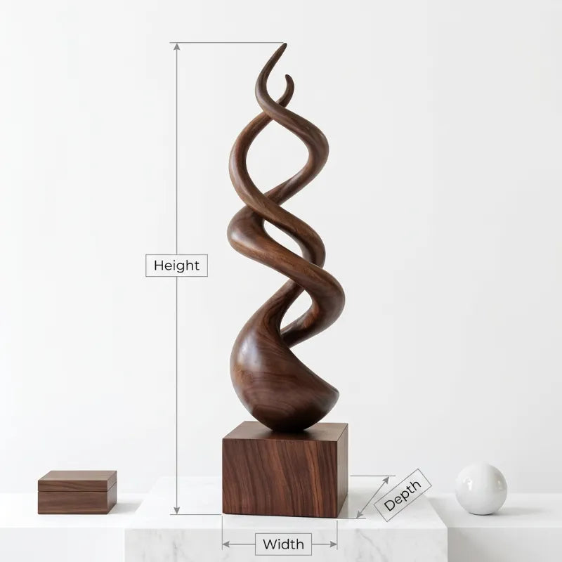 Abstract Twisted Solid Wood Floor Sculpture