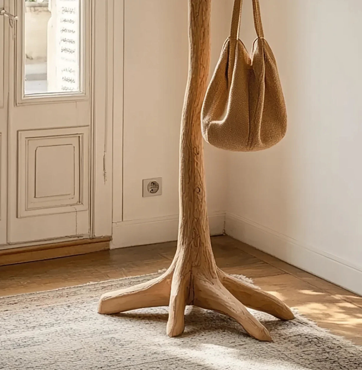 Artisan Sculptural Hall Tree | Handcrafted Solid Wood Standing Coat Rack