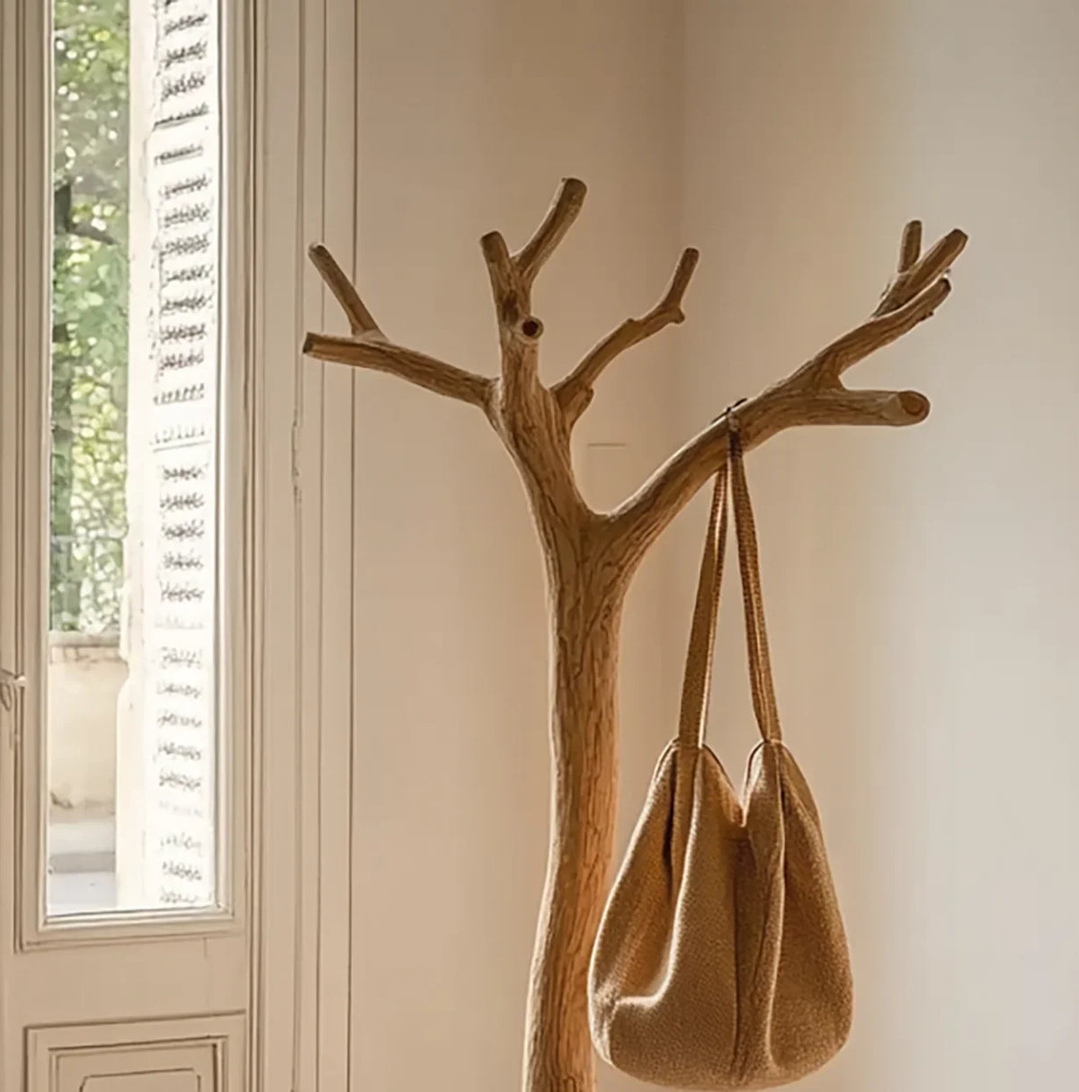 Artisan Sculptural Hall Tree | Handcrafted Solid Wood Standing Coat Rack