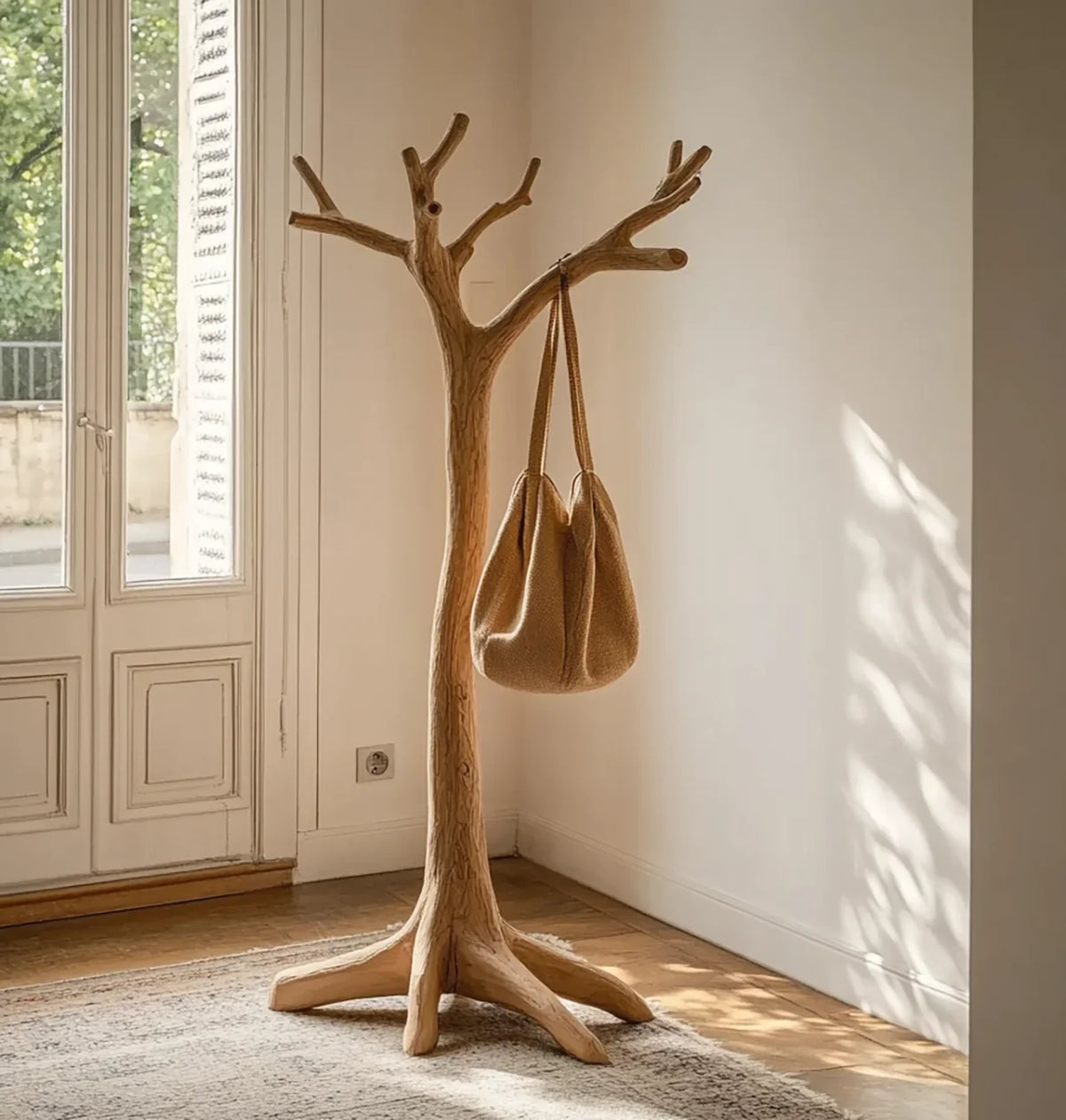Artisan Sculptural Hall Tree | Handcrafted Solid Wood Standing Coat Rack