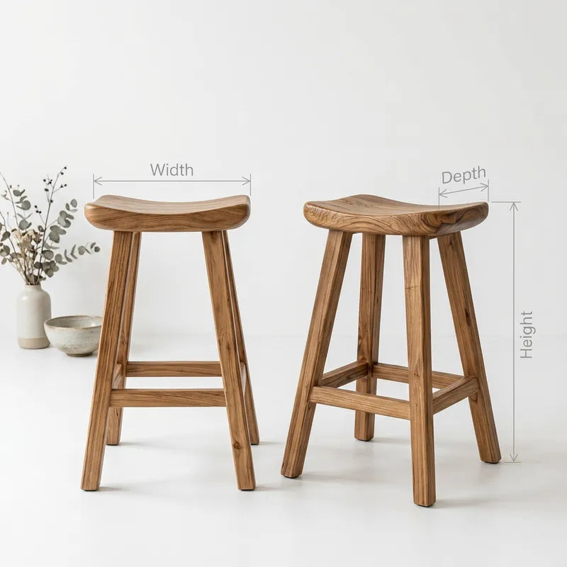 Artisan Ergonomic Saddle Bar Stools in Solid Wood