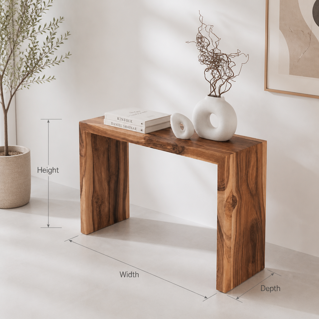 Artisan Handcrafted Natural Wood Console – Modern Organic Hallway Table