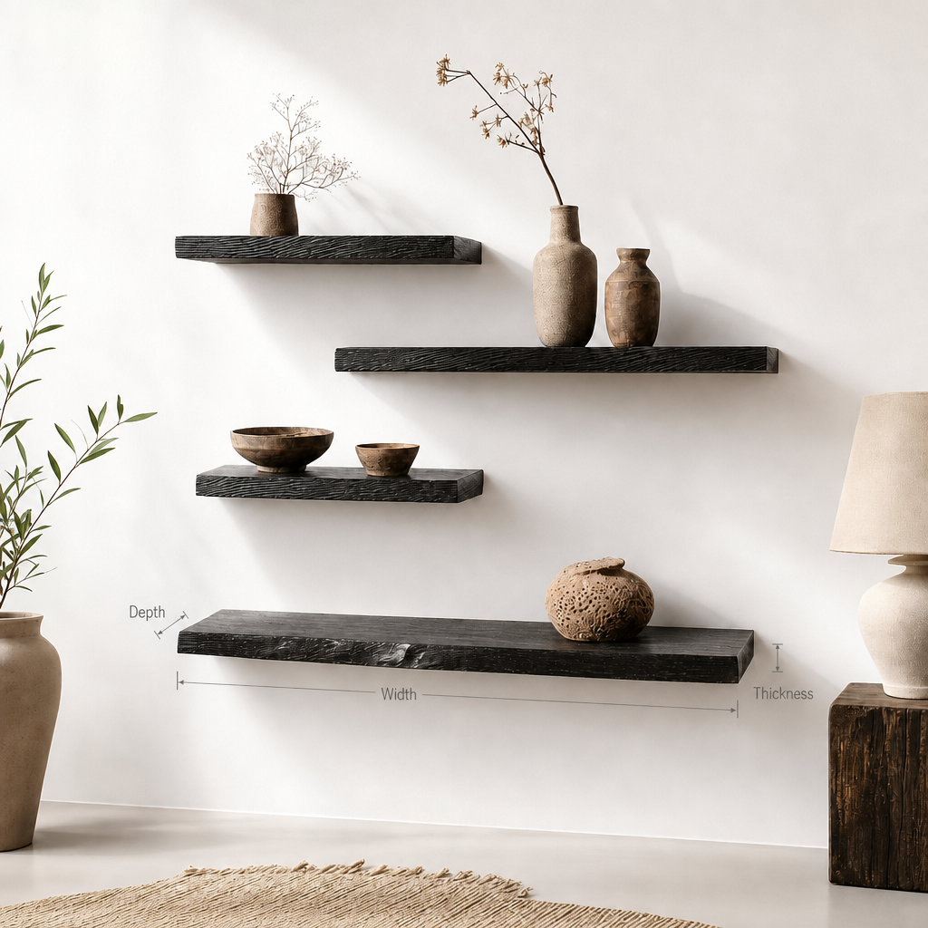 Artisanal Solid Wood Floating Shelf – A Unique Statement Wall Piece