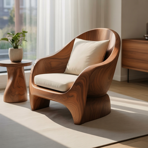 Artistic Organic Lounge Seating Open Carved Frame For Living Room