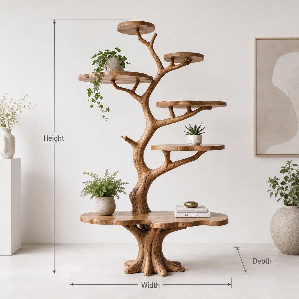 Artistic Branch Bookshelf for Living Room - Solid Wood Tree Shelf - Custom Nature Decor