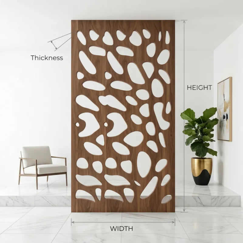 Artistic Flowing Cutout Wood Screen Divider - Contemporary Sculptural Panel