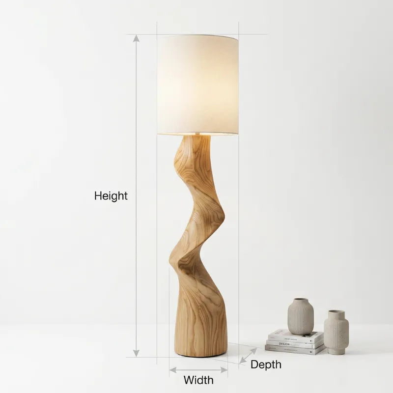 Artistic Organic Twisted Solid Wood Floor Lamp