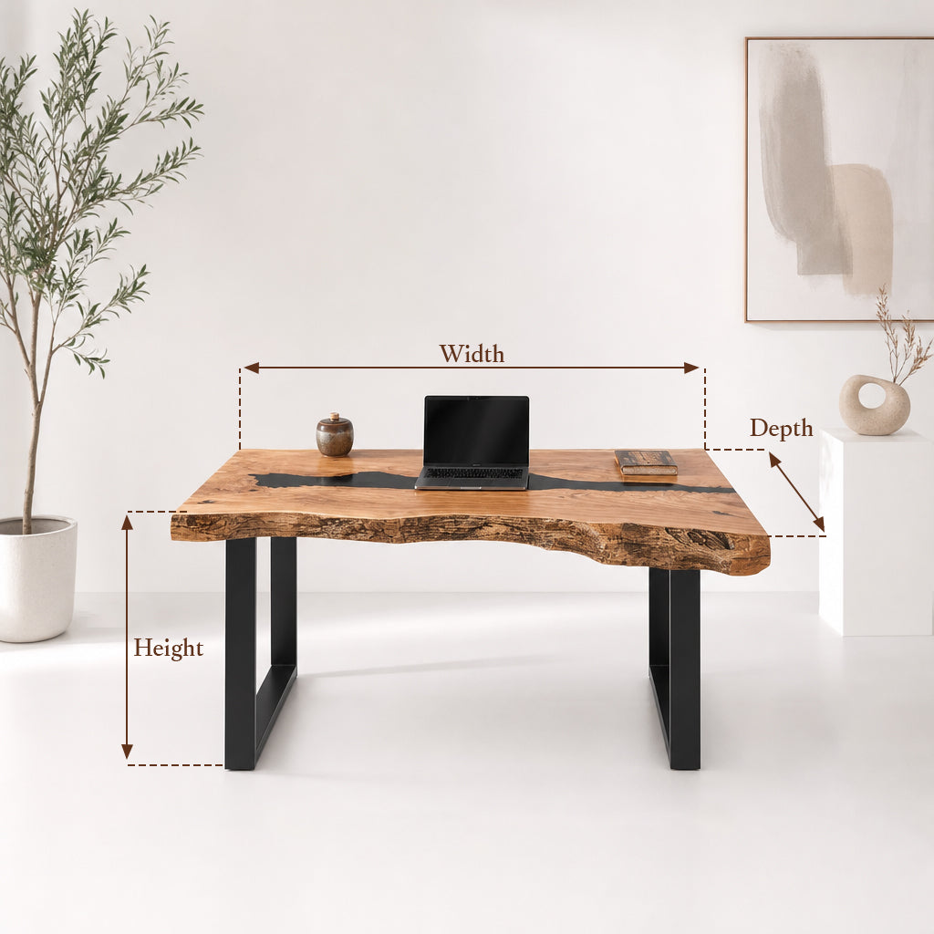 Ashdeco Epoxy Resin Desk – Live Edge Solid Wood Office Table