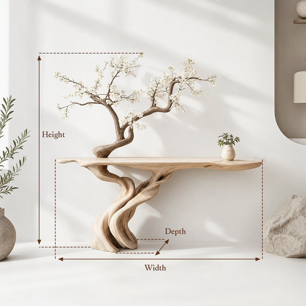 Ashdeco Handmade Solid Wood Tree Console Table – Rustic Entryway & Unique Living Room Décor