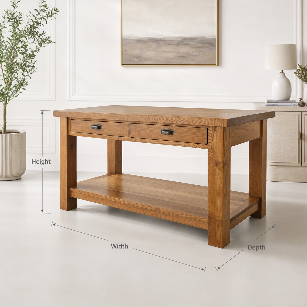 Ashdeco Kitchen Island – Rustic Reclaimed Wood Farmhouse Counter with Storage