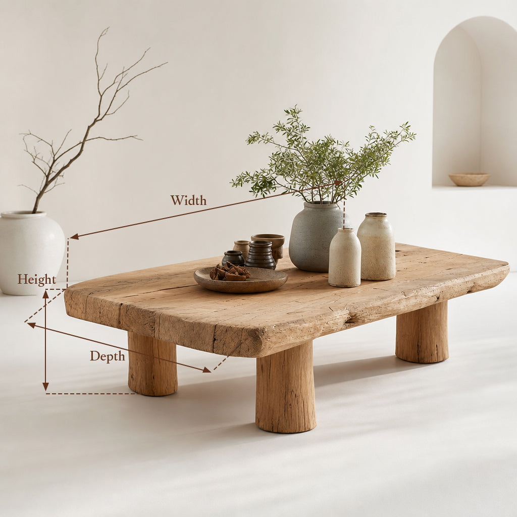 Ashdeco Live Edge Wood Coffee Table – Handcrafted Organic Rustic Design
