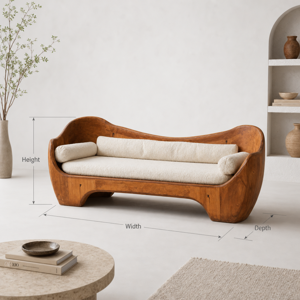 Ashdeco Modern Wooden Sofa – Sculptural Artistic Living Room Design