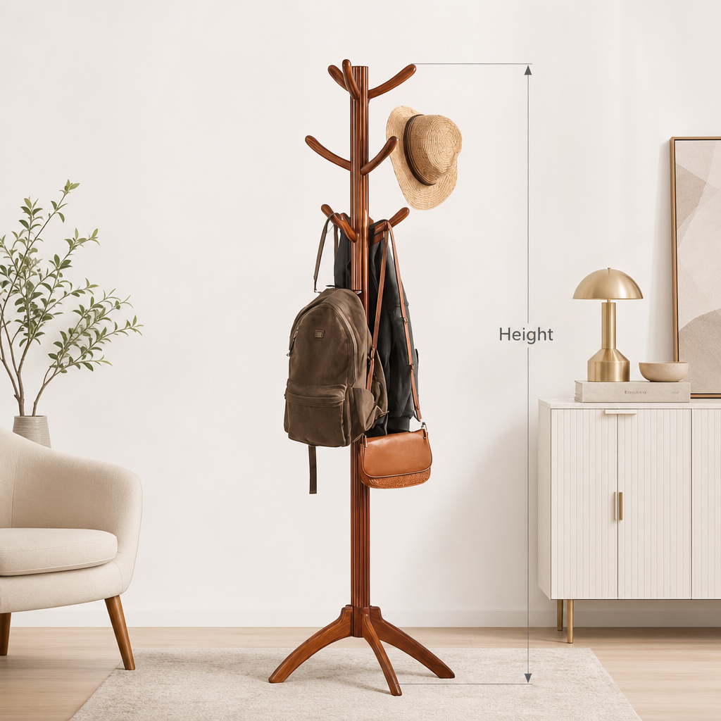 Ashdeco Solid Wood Coat Rack – Vintage 10 Hooks Hat & Clothes Stand