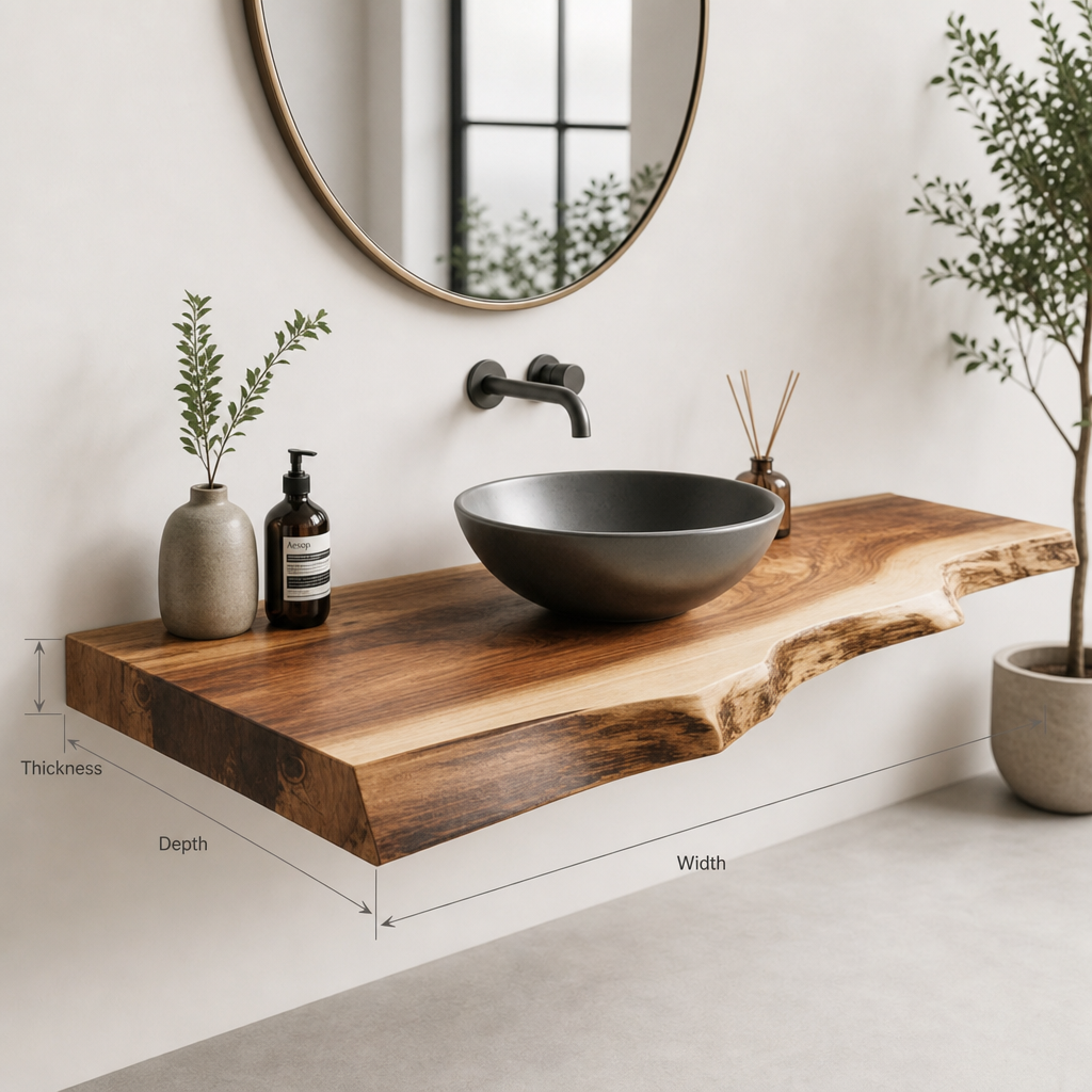 Ashdeco Solid Wood Vanity Shelf – Rustic Bathroom Decor Housewarming Gift