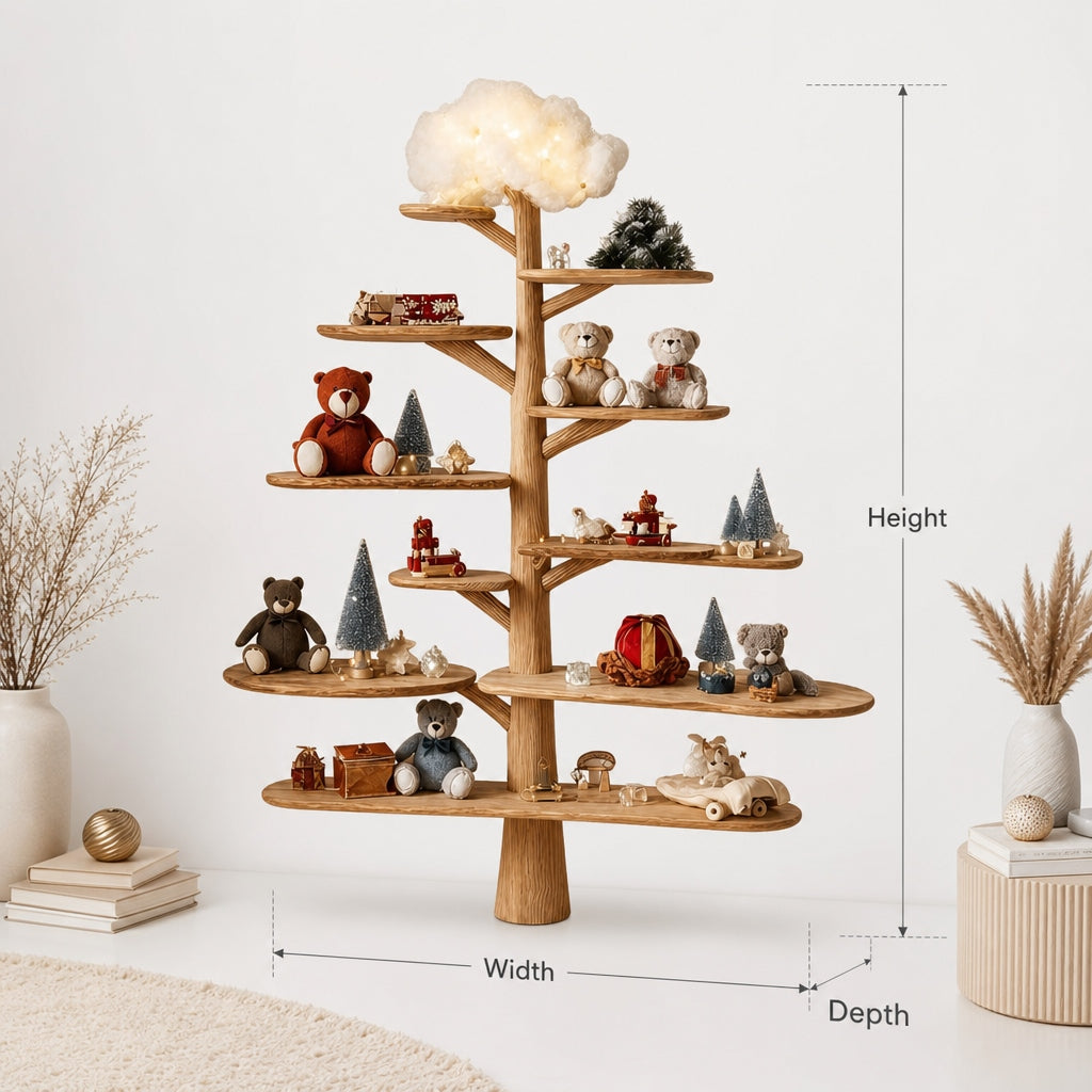 Baby Room Decoration Tree Shelf – Handmade Solid Wood Bedroom Decor Gift