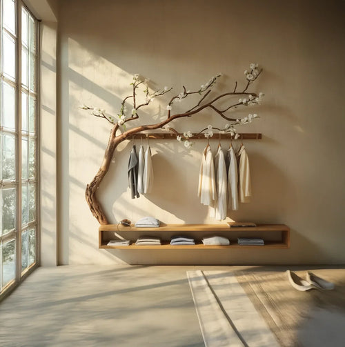 Blossom Branch Hall Tree - Aesthetic Tree Hanger with Floating Shelf