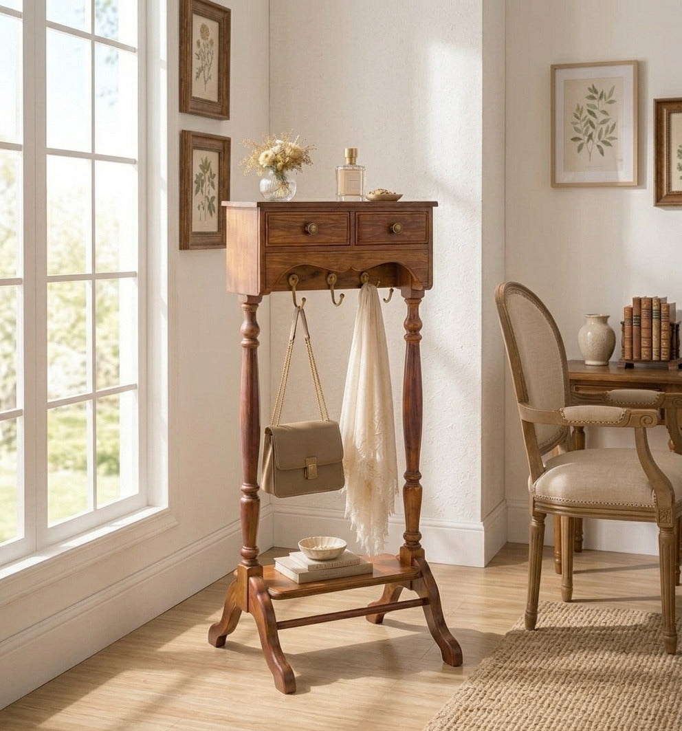 Timeless wooden hall tree crafted from solid wood