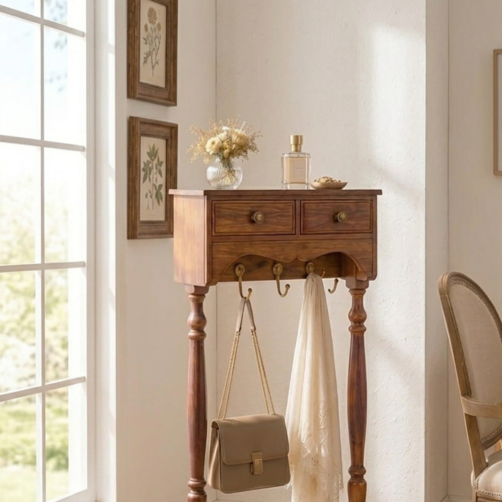 Elegant solid wood entryway storage hall tree