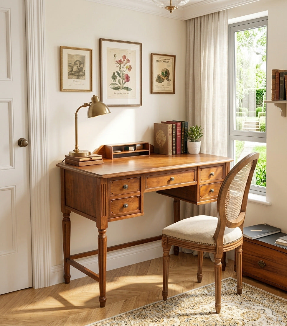 Classic wooden writing desk crafted from solid wood