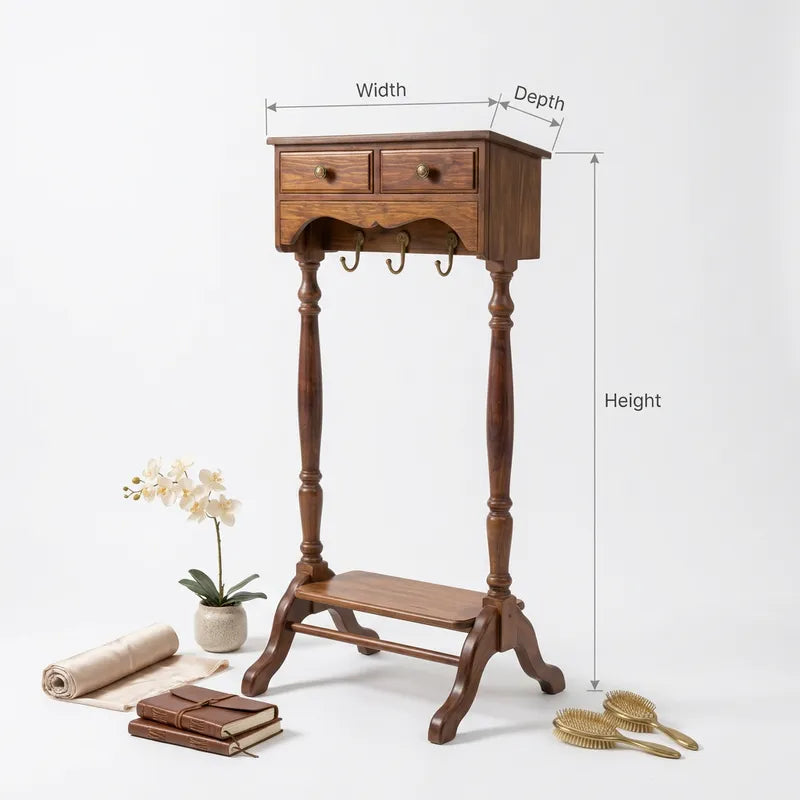 Classic Solid Wood Entryway Hall Tree & Valet Stand with Storage Drawers