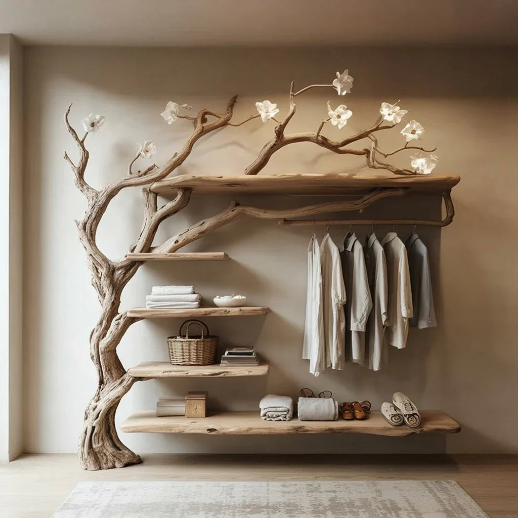 bedroom wall hooks with jacket bag hung neatly minimal style